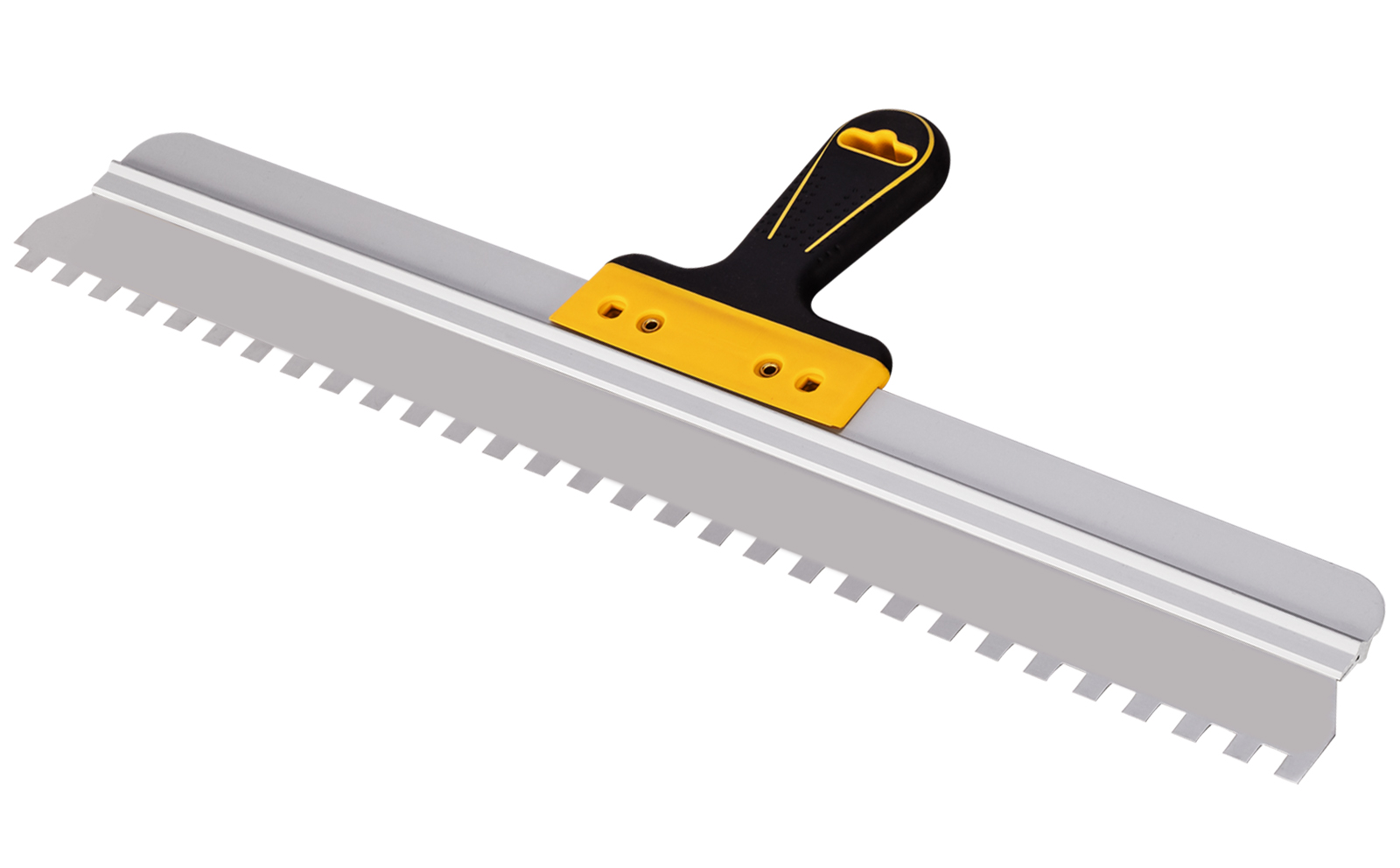 Oberflächenspachtel gezahnt 600mm Edelstahl 2K Griff + Stielhalterung 24mm Ø