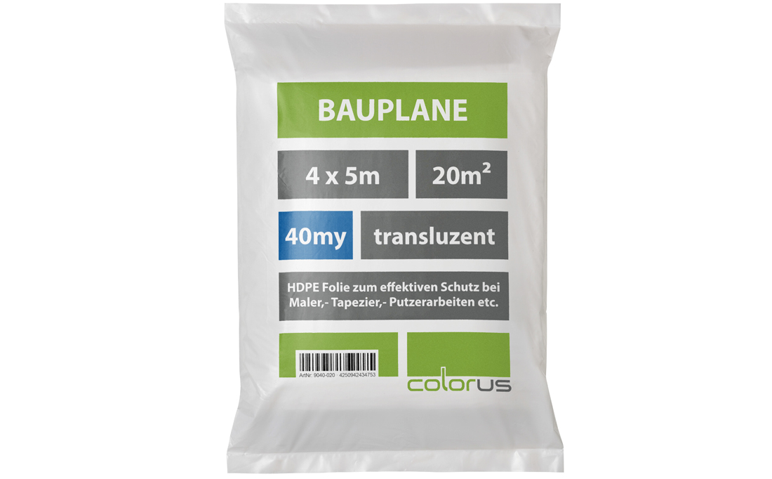 Bâche de chantier pliée 40µ LDPE translucide 4 x 5m